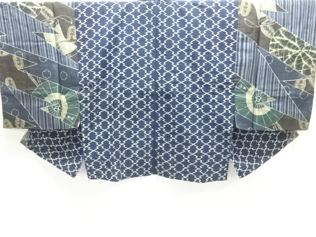 JAPANESE KIMONO / ANTIQUE HALF JUBAN / COTTON / KATAZOME / MATSUKAWABISHI